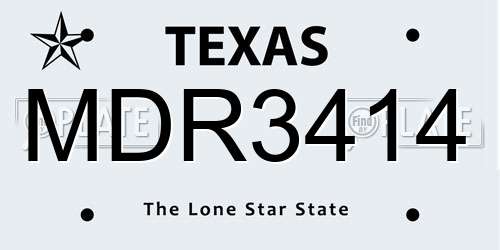MDR3414 Texas License Plate