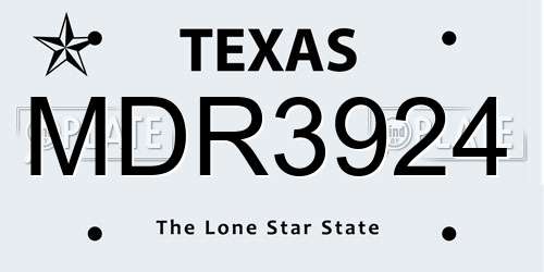 MDR3924 Texas License Plate