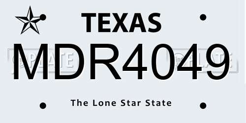 MDR4049 Texas License Plate