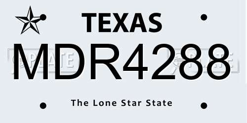 MDR4288 Texas License Plate