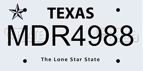 MDR4988 Texas License Plate