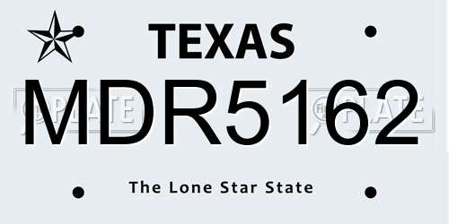 MDR5162 Texas License Plate