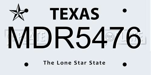 MDR5476 Texas License Plate