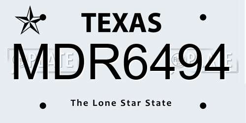 MDR6494 Texas License Plate