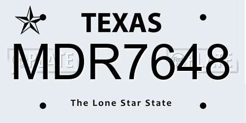 MDR7648 Texas License Plate