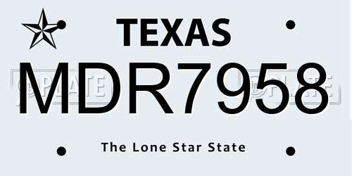 MDR7958 Texas License Plate