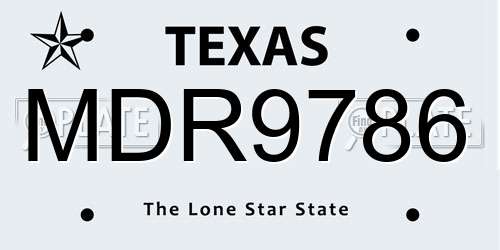 MDR9786 Texas License Plate