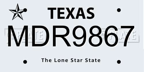 MDR9867 Texas License Plate