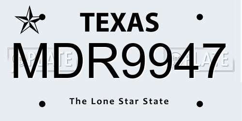 MDR9947 Texas License Plate