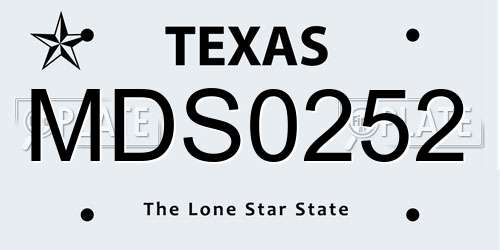 MDS0252 Texas License Plate