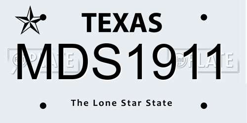 MDS1911 Texas License Plate