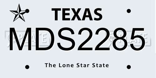 MDS2285 Texas License Plate
