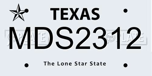 MDS2312 Texas License Plate
