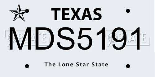 MDS5191 Texas License Plate