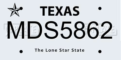 MDS5862 Texas License Plate