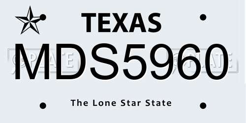 MDS5960 Texas License Plate