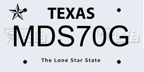 MDS70G Texas License Plate
