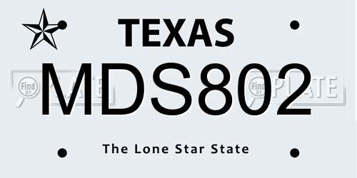 MDS802 Texas License Plate