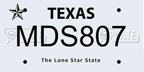 MDS807 Texas License Plate