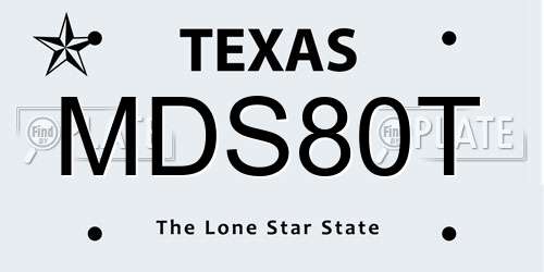 MDS80T Texas License Plate