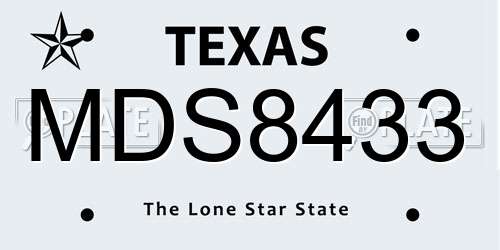 MDS8433 Texas License Plate