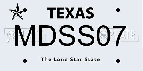 MDSS07 Texas License Plate