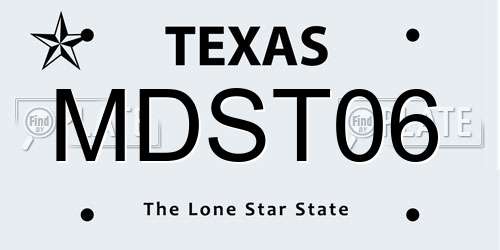 MDST06 Texas License Plate