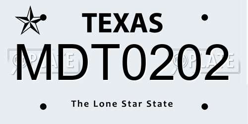 MDT0202 Texas License Plate