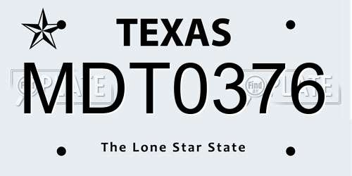 MDT0376 Texas License Plate
