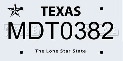 MDT0382 Texas License Plate
