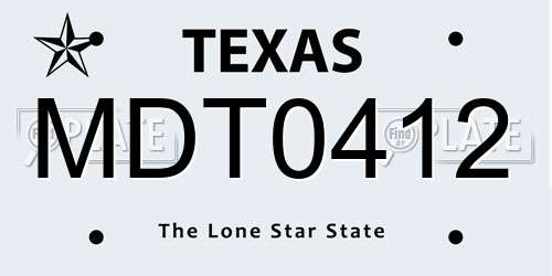 MDT0412 Texas License Plate