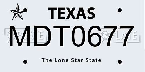 MDT0677 Texas License Plate