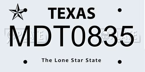 MDT0835 Texas License Plate