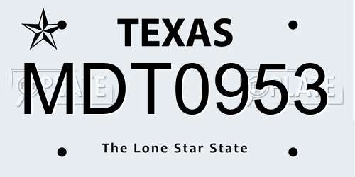 MDT0953 Texas License Plate