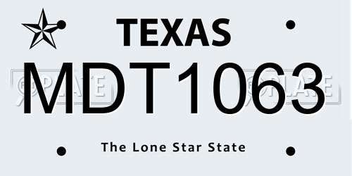 MDT1063 Texas License Plate