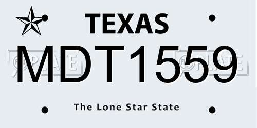 MDT1559 Texas License Plate