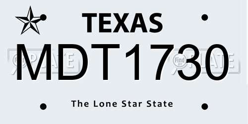 MDT1730 Texas License Plate