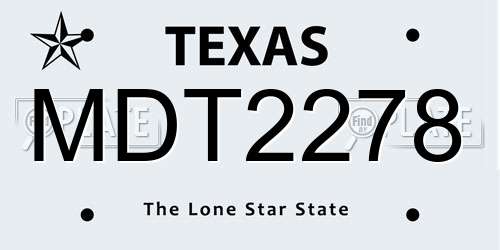 MDT2278 Texas License Plate