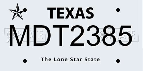 MDT2385 Texas License Plate