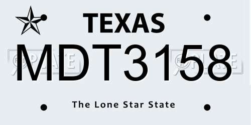 MDT3158 Texas License Plate