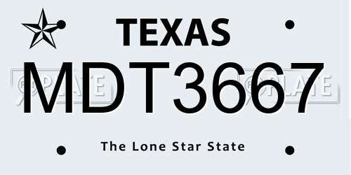 MDT3667 Texas License Plate