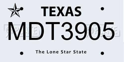 MDT3905 Texas License Plate