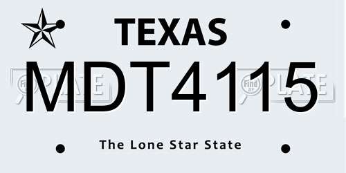 MDT4115 Texas License Plate