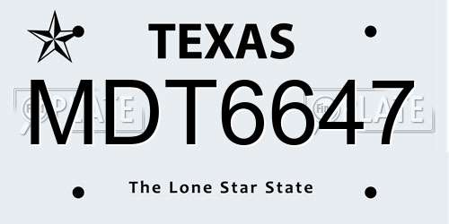 MDT6647 Texas License Plate