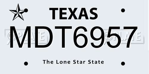MDT6957 Texas License Plate