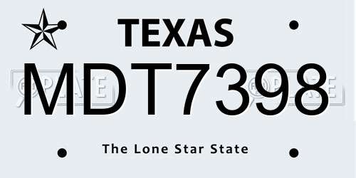 MDT7398 Texas License Plate