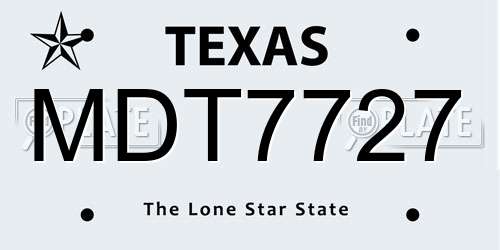 MDT7727 Texas License Plate