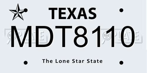 MDT8110 Texas License Plate