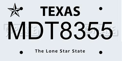 MDT8355 Texas License Plate
