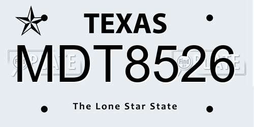 MDT8526 Texas License Plate